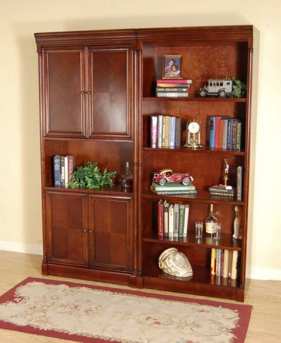 Dark Brown Cherry 2 Piece Office Bookcase Set or Library Bookshelf