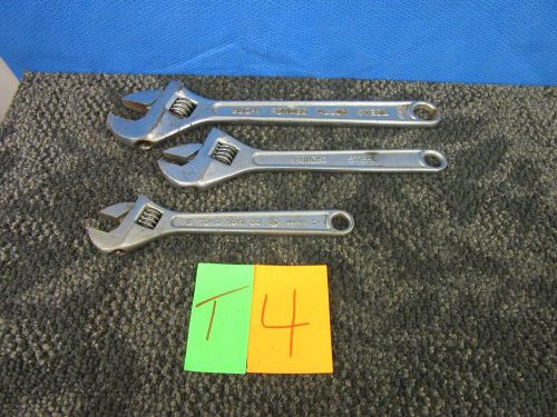 3 ADJUSTABLE WRENCH ADJUSTABLE KAL TOHO KOKI 8&#034; 10&#034; 12&#034; TOOL USED #C