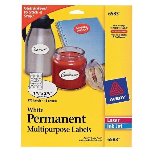 Pack Of 270 Avery White Oval Labels White Permanent (6583) Office Supplies New