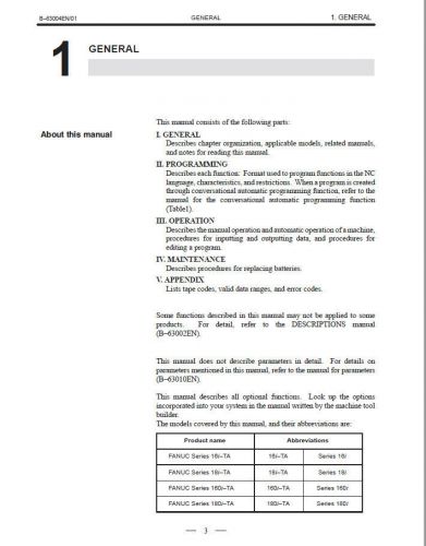 Series 16i / 18i / 160i / 180i – Model A for Lathe Operator&#039;s Manual