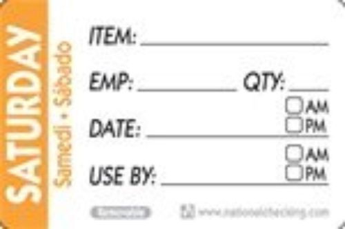 2X3&#034; Use By Date Labelssaturday 500/Roll 18Rls