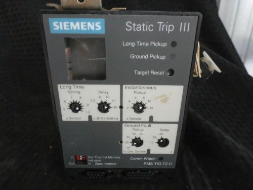 SIEMENS STATIC TRIP III RMS-TIG-TZ-C