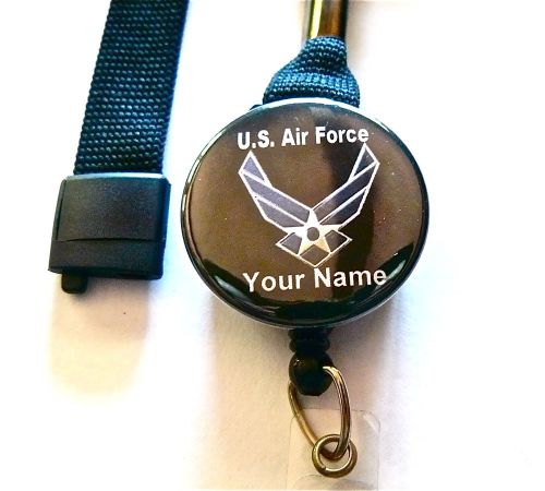 US AIR FORCE LANYARD &amp; ID BADGE RETRACTABLE REEL BADGE,,MEDICAL,MILITARY,RN