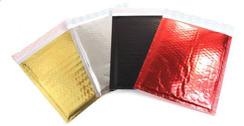 100 -5x9&#034; gold|silver|red|black mirrored metallic self seal poly bubble mailers for sale