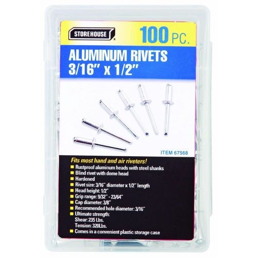 100 Piece 3/16 in. Aluminum Blind Rivet Set Blind Nuts Type Stainless Steel