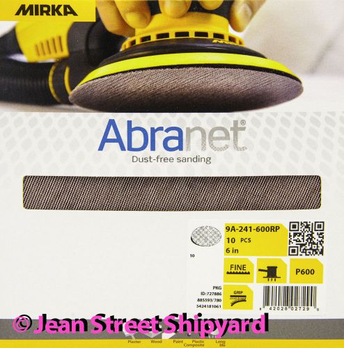 10 Pk Mirka Abranet 6 in Grip Mesh Dust Free Sanding Disc 9A-241-600RP 600 Grit