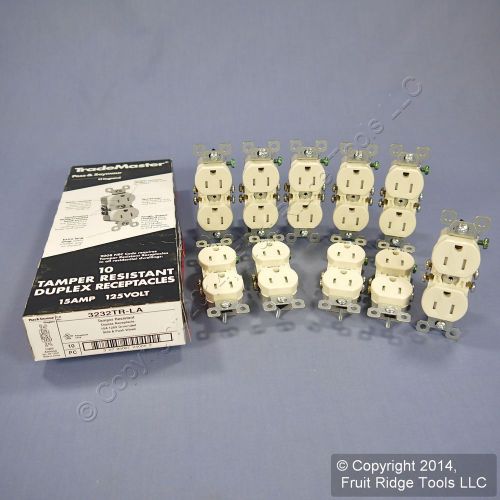 10 Pass &amp; Seymour Light Almond Tamper Resistant Receptacle Outlets 15A 3232TR-LA