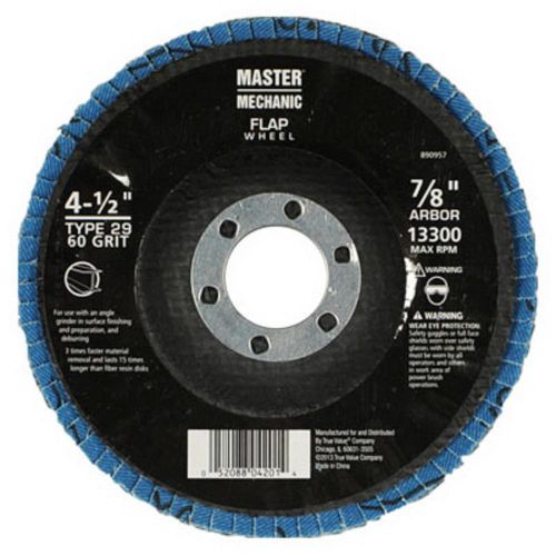 Master mechanic 4&#034; x 7/8&#034;, 60 grit, zirconia flap wheel 890957 for sale