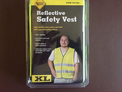 YELLOW REFLECTIVE VEST W/ BLACK TRIM BY WESTERN SAFETY SIZE XL NEW