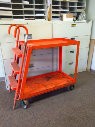 Ladder cart 51 in. h 2 shelf 3 step spring loaded stock picking truck for sale