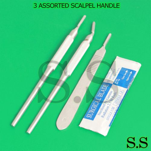 3 ASSORTED SCALPEL HANDLE #3 +10 STERILE SURGICAL SCALPEL BLADES #15