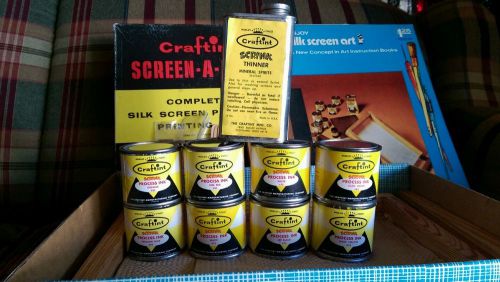 Craftint Screen Printing Kit, original ink 8 colors, screen, squeege vintage