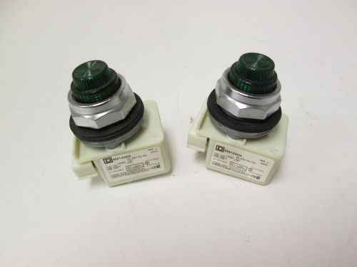 Lot of 2 Square D 9001-KM35 Pilot Lights 24VAC/DC 80mA Green