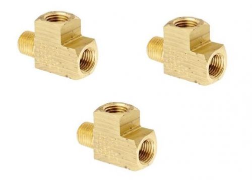 3 Pack: Ships Free: Solid Brass 1/8&#034; NPT Street Run Tee 3-Way Fitting FNPT MNPT