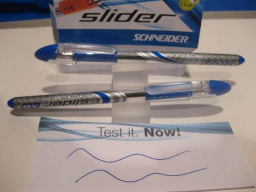 2 SCHNEIDER SLIDER VISCOGLIDE-BLUE PENS-SMOOTH WRITING,QUICK DRYING-FINE -,7MM