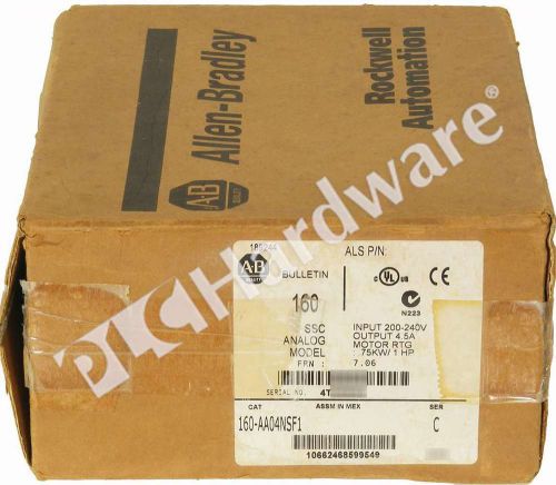 New Allen Bradley 160-AA04NSF1 /C AC Smart Speed Controller 1HP 4.5A 200-240V 3P