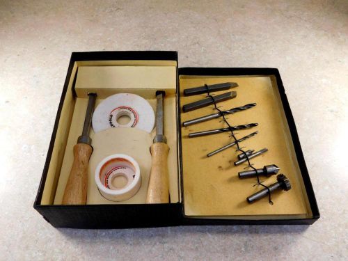 UNIMAT SL1000 / DB200 LATHE TOOL KIT SET CHISELS GRINDING STONE BITS ETC. IN BOX