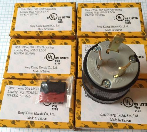 6 UNITS, NEMA L5-30, 2 POLE, 3 WIRE, 30A, 125V LOCKING PLUG, UL LISTED