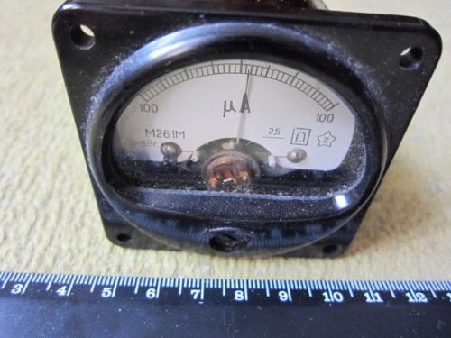 SOVIET USSR Microammeter M261M (100-0-100) -1968 year (60mm x 60mm x 55mm)