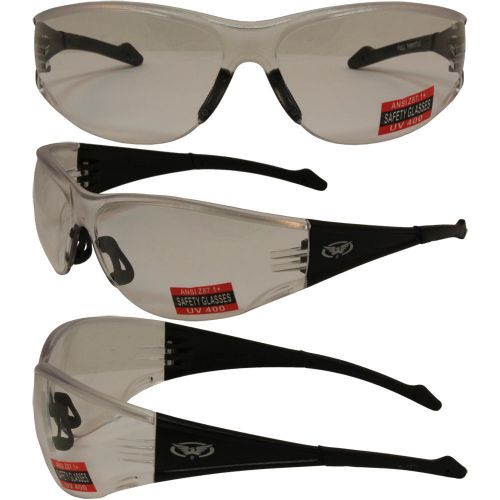 GLOBAL VISION FULL THROTTLE SAFETY SUNGLASSES BLACK FRAME CLEAR LENS