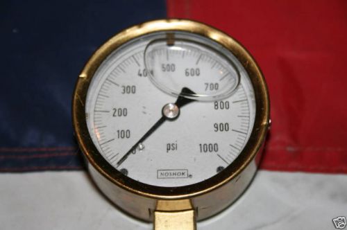 NO SHOK 1000PSI Glycerin Filled Brass Gauge