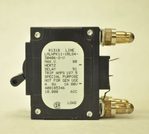 Airpax lmlhpk11-1rls4-30406-2-v 2p 150a 80v delay 51 circuit breaker for sale