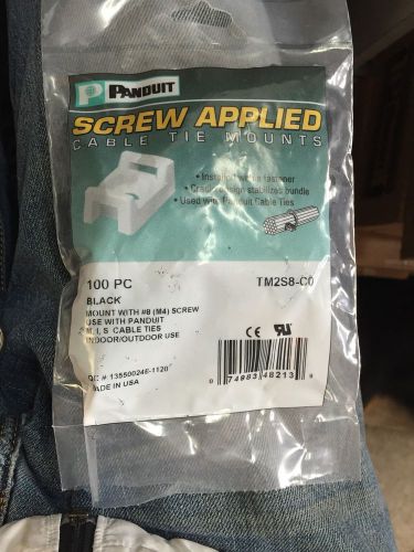 BAG OF 100 NEW PANDUIT TM2S8-C0 SCREW APPLIED CABLE TIE MOUNTS FREE SHIP