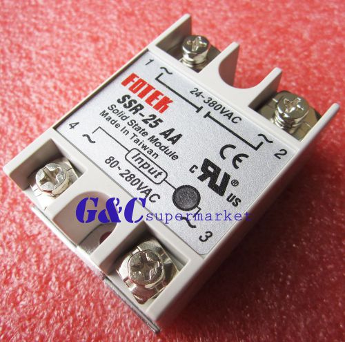 5pcs 24V-380V 25A SSR-25AA Solid State Relay Module 80-250VAC AC-AC