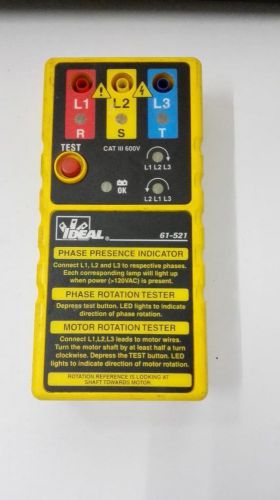 IDEAL 61-521 3PH MOTOR ROTATION TESTER  ~Free Shipping