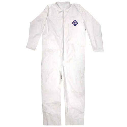 Case of 25 disposable white tyvek coverall suit zip straight size xl for sale