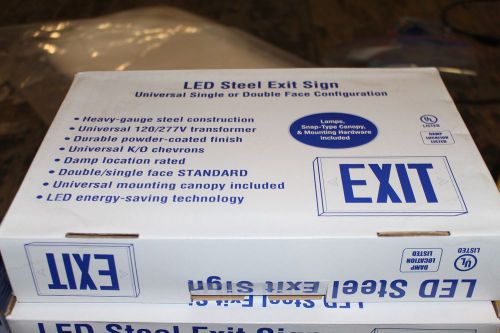 NEW EXIT LED STEEL SIGN RED LETTERING BATTERY BACK UP BACKUP