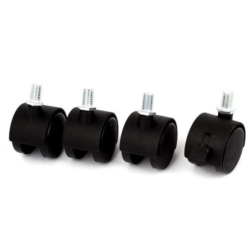 10mm threaded stem 1.5&#034; dia wheel 360 degree rotation swivel brake caster 4pcs for sale