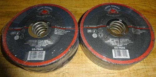 Lot of 10 Iron Shark Abrasives 4-1/2&#034; X 1/4&#034;&#034; Reinforced Grinding Wheels 03-7045