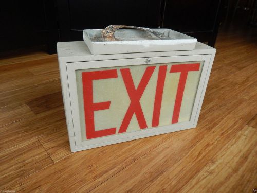 Vintage exit sign light. 1-sided. glass, ceiling mount, need new wire and clean for sale