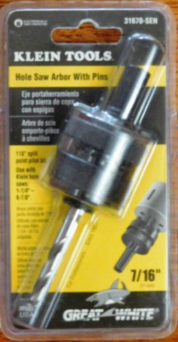 Hole saw arbor w/ pins klein tools 7/16 31670-sen made in usa for sale