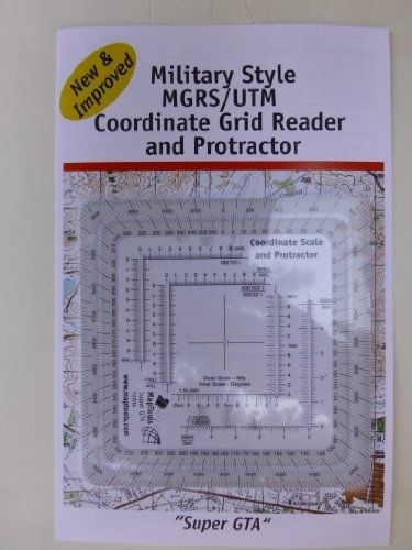 Improved military style mgrs/utm coordinate grid reder, and protractor for sale