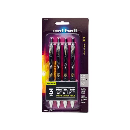 uni-ball Signo 207 Retractable Gel Pens Ultra-Micro Point Black Ink 4-Pack (1...