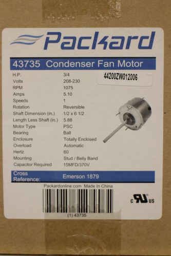 Packard 43735 5 5/8&#034; dia. condenser fan motor, 3/4 hp, 208-230 volts, 1075 rpm for sale