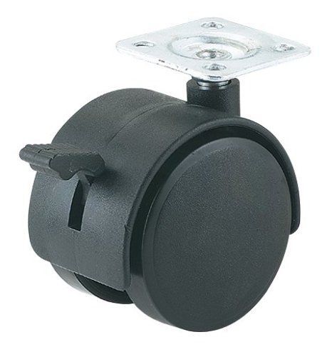 Steelex D2634 2-Inch Black Nylon Furniture Swivel Plate Caster with Brake,