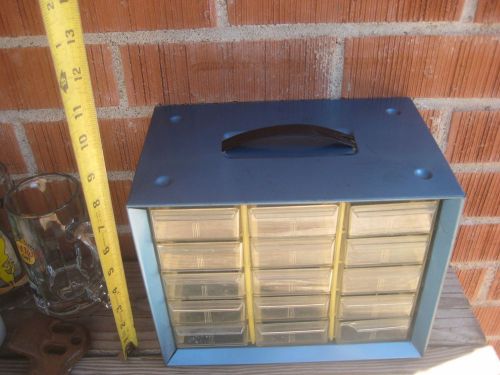 Vintage ***  AKRO-MILS  *** Metal 15-Drawer Hardware Cabinet Organizer Tool USA