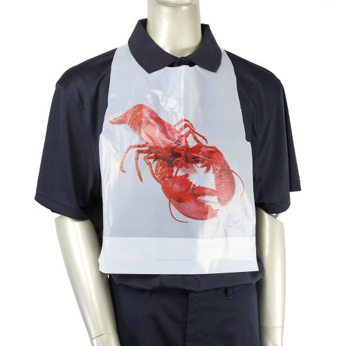 Royal Adult Disposable Poly Bibs with Lobster Design, Case of 2,500, PB25