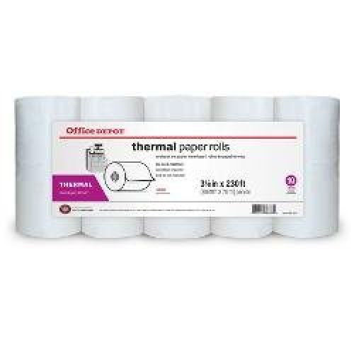 Office Depot Thermal Paper Rolls, 3 1/8in. x 230ft., White, Pack Of 10, 109282