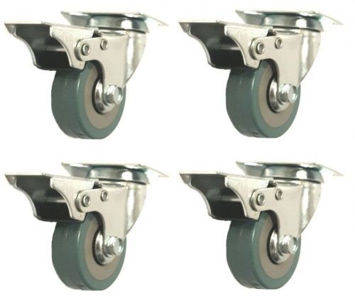 4 pack 2-Inch 200-Pound Swivel Lock Brake Polyurethane Plate Caster