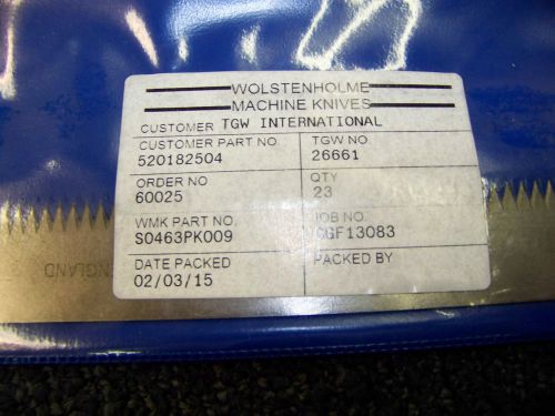 Wolstenholme Machine Knives TGW No. 26661 WMK # S0463PK009 New