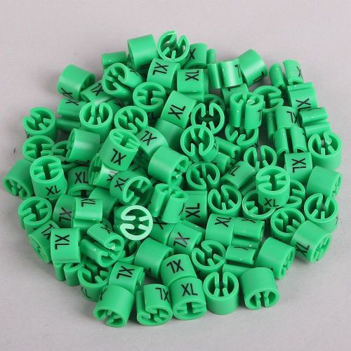 100Pcs Green  Hanger Sizer Garment Markers &#034;XL&#034;Plastic Size Marker Tags