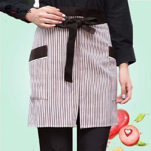 1pc Kitchen Cotton Apron Short Cooking Waiter Woman/Man Stripe Apron