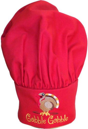 Gobble Gobble Thanksgiving Red Chef Hat Adjustable Happy Bird Turkey Monogram