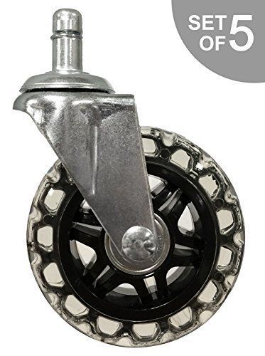 3&#034; rollerblade style office chair caster wheels for hard floors with 7/16&#034; x - 5 for sale