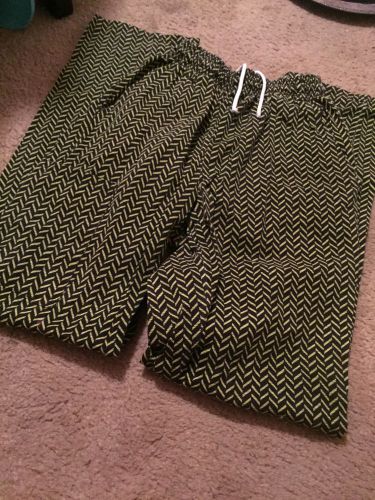 Black And Green Chevron XS Chef Pants