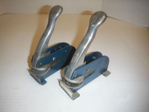 (2) Vintage 2&#034; Round Official Long Reach Embossers  Custom Seal Embosser